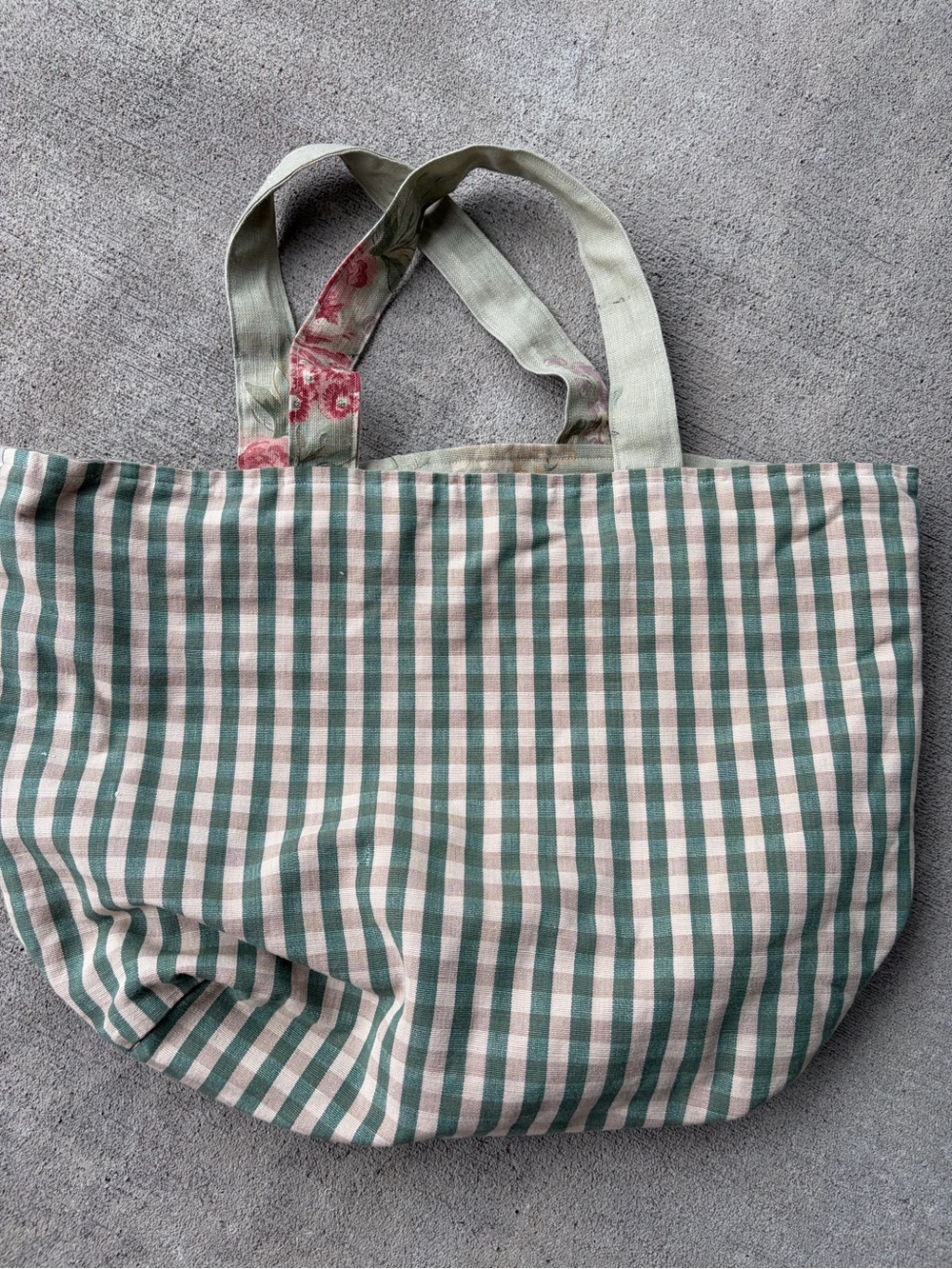 Vintage 90s Ralph Lauren gingham floral reversible tote bag purse cottagecore